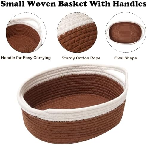Woven Rope Basket - Baby Gift Basket with Bag & Ribbon, White&Brown - Image 3