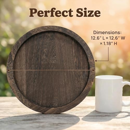 Wood Tray Round for Decoration: 100% Solid Wood - Image 6