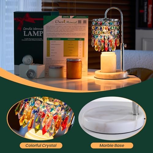 Candle Warmer Lamp with Timer Dimmer and 3 Bulbs, Lamp Candle Warmer with Marble Base,Wax Melt Warmer for Jar Candles, Birthday Gifts for Women Mom, House Warming Gifts New Home Decor (multicolor) - Image 2