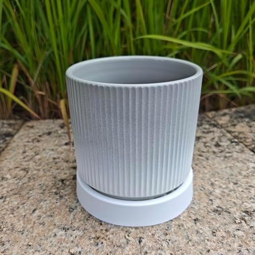 Cuteforyou 3.75 Inch Modern Textured Ceramic Succulent Planter Pot (No Plant Included) – Perfect for Small Plants, Cacti & Desk Decor – Lightweight & Durable，Gray - Image 3