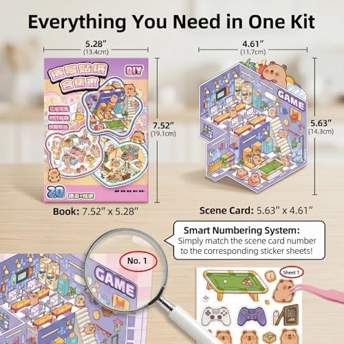 Soft 3D Landscape Sticker Set, Pink Tweezers - Image 6