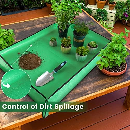 39.5" x 31.5" Large Repotting Mat for Indoor Plants Transplanting Control Mess Table Top Gardener Portable Potting Tray Succulent Potting Garden Mat Gardening Gifts for Women Plant Lady Gifts - Image 4