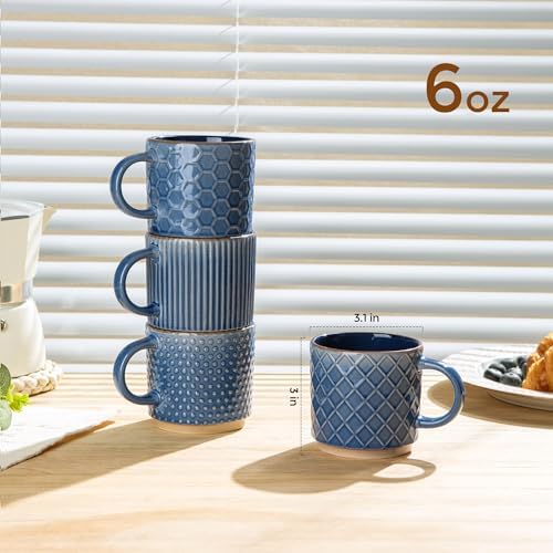 GBhome 6 OZ Stackable Coffee Mugs Set of 4, Ceramic Coffee Cups Set - Image 2