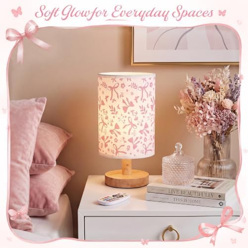 VIHOSE Pink Bow Table Lamp, 16 Color LED Desk Light School - Image 6