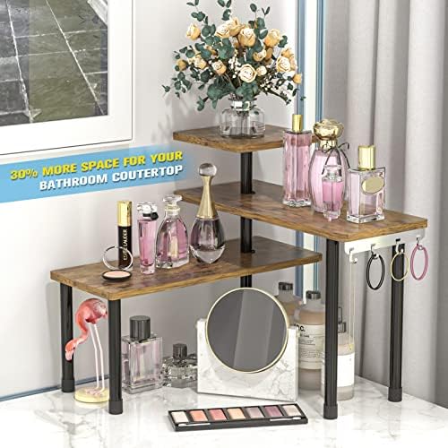 JayRex Kitchen Countertop Organizer 3-Tier Corner Shelf, Rustic Brown - Image 5