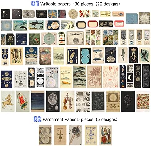 Aromoty 260 Pieces Vintage Art Scrapbooking Supplies Stickers,Aesthetic Washi Stickers Paper Kit Stationary Junk Bullet Journals,Daily Planner,DIY Craft Tweezers Cottagecore Decor - Image 4