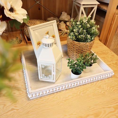 Hrastany Wood Coffee Table Serving Tray, Whitewashed, 15.7"*11.8"*1.57" - Image 3