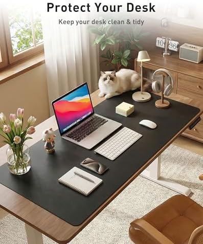Aothia Faux Leather Desk Mat - Large Mouse Pad, Non-Slip PU Leather Blotter, Waterproof Writing Surface for Office and Home (Black, 42" x 17") - Image 3