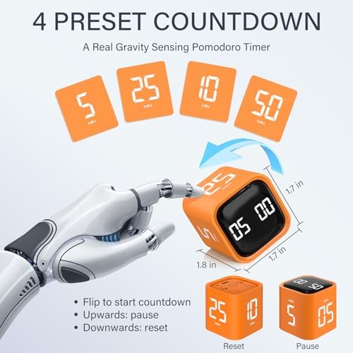Rotating Productivity Timer 5/25/10/50, Desk Flip Timer for ADHD,Orange - Image 2