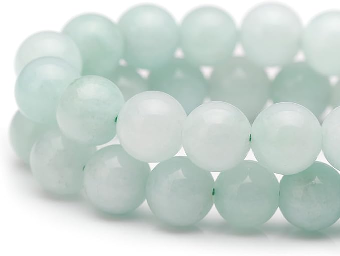 Youngbling Natural Gemstone Beads for Jewelry Making,6mm Burmese Jade Polished Round Smooth Stone Beads for Bracelet Necklace 15 Inch