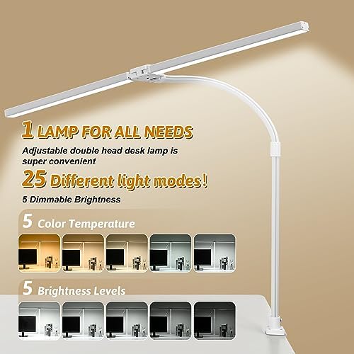 LED Desk Lamp with Clamp and Base, Dual Head Monitor Light - Image 4