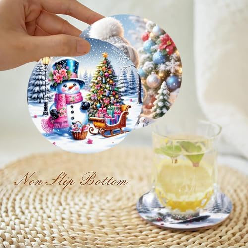 8 Pcs Christmas Diamond Art Coasters Kits with Holder 4x4 Inch - Image 7