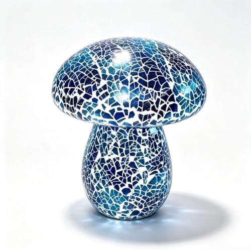 Mosaic Mushroom Table Lamp, Handmade LED Night Light,Blue by Unknown