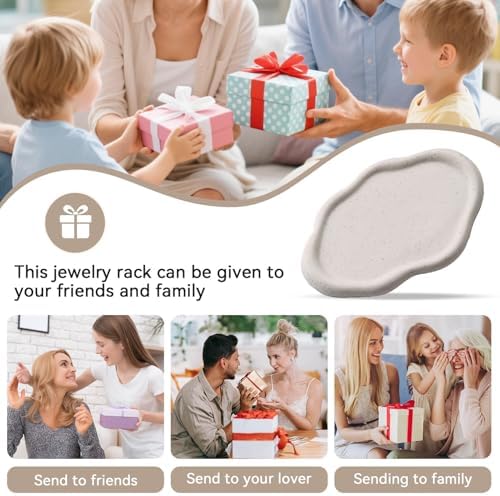 Jewelry Tray Holder, Cloud Trinket Dish Chubby Ceramic Jewelry Tray Cloud Cute Shape Trinket Dish Ring Holder Organizer Room Decor Aesthetic, White, Medium - Image 5
