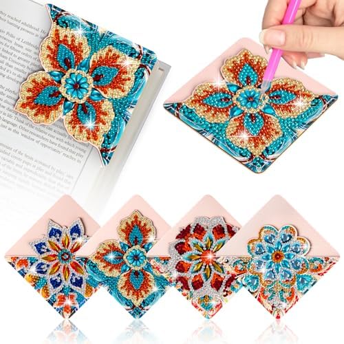WIVICO 4Pcs Diamond Painting Bookmarks, Diamond Pearl Art Kits for Adults by WIVICO