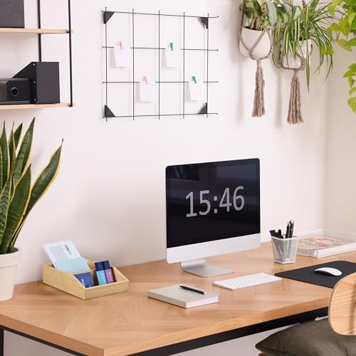 Relaxdays Desk Organiser, Bamboo Organiser System, 3 Compartments, H x W x D: 9 x 15.5 x 25.5 cm, Desk Box, Natural - Image 2