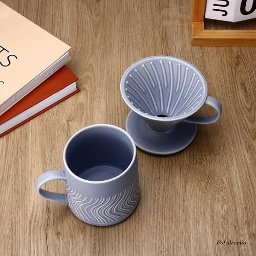 Pour Over Coffee Maker with 100 Sheets of Paper Filter, 15 oz Ceramic Coffee Mug & Ceramic Coffee Dripper, 1 Cup-Single brew coffee set, Purple - Image 6