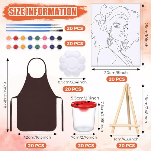 Sherr 140 Pcs 20 Set Pre Drawn Canvas Painting Kit, Elegant Lady - Image 2