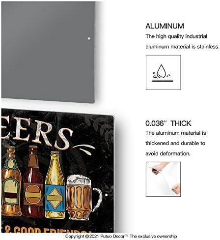 Putuo Decor Bar Signs For Home Bar Wall Cheers To Good Time To Good Friends Vintage Metal Tin Sign For Man Cave Decor 8x12 In - Image 2