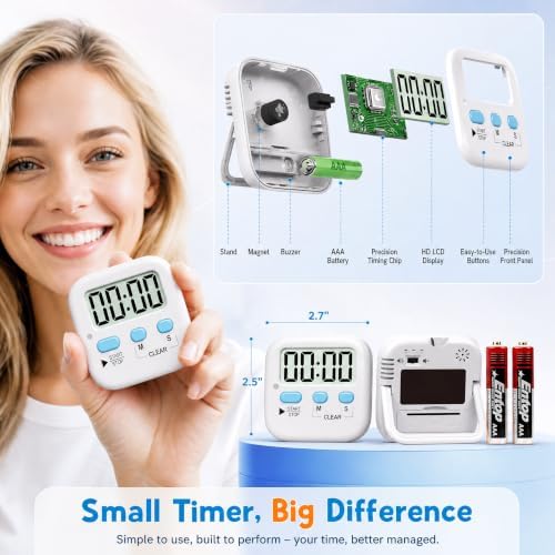 Antonki 2 Pack Digital Timer for Kids Classroom Kitchen Timers for Cooking - Image 5