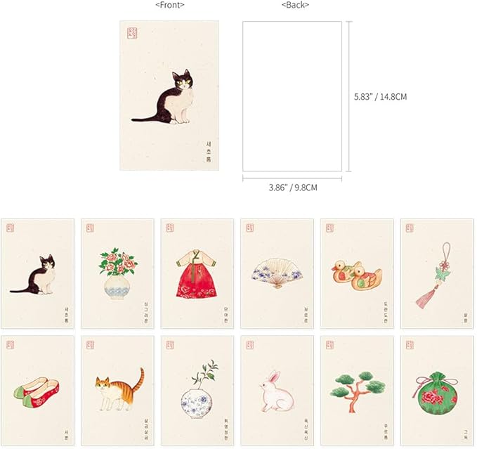 Monolike Minhwa Ivory Single Card - Mix 12 pack Postcards