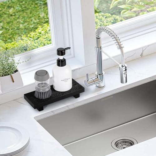 Bathroom Sink Tray Wood Riser Display Kitchen Decor Soap Holder, Black - Image 4