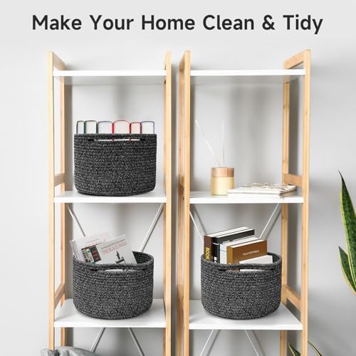 3 Pack Small Rope Storage Baskets, 9.82×9.82×7.1", Black - Image 6