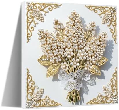 5D DIY Pearl Painting with Frame Floral Theme Handmade Healing Home Wall Decoration Creative 9.84x9.84in Tools -Flower-6 by Artiphile