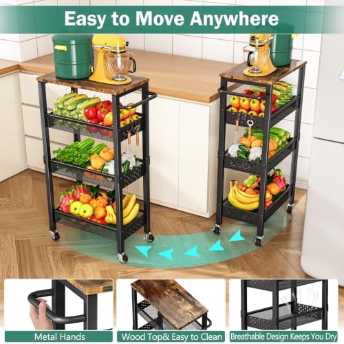 Vivihomety 4-Tier Laundry Utility Rolling Cart with Wheels, Metal - Image 5