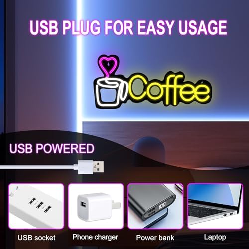 Coffee Neon Sign for Business,High Brightness Dimmable 5V USB - Image 4