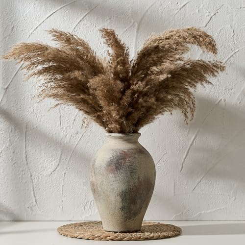 SIDUCAL Ceramic Vintage Flower Vase | 9 Inch Large Pottery Rustic Farmhouse Boho Vase for Home Decor, Table, Living Room, Bathroom, Coffee Desk, Shelf, Mantel Decoration, Wedding, Terra - Image 2