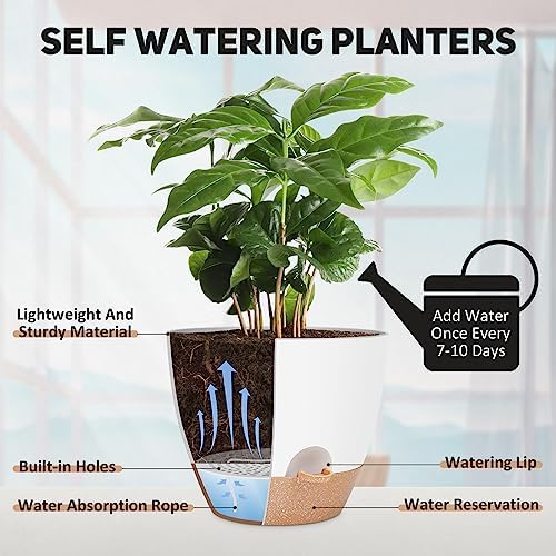 YNNICO 12 inch Large Self Watering Plant Pots for Indoor Outdoor Plants - Image 3