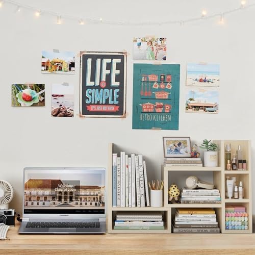 NUTIKAS Desk Shelves Desktop Organizer Shlef - Natural Wood Tone Office Organization for Top of Desk Organizers and Accessories Corner Bookshelf Table Top Shelving Small Hutch Decorations for Office - Image 2