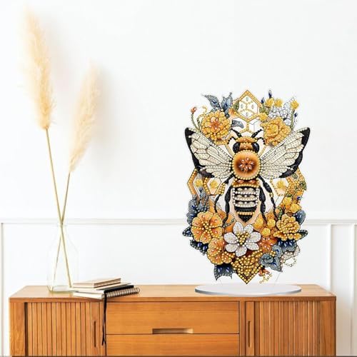 Diamond Painting Kits for Adults Beginners, 5D Full Drill Bee Crystal Art Desktop Ornament, DIY Single Sided Home Office Desk Decor, Creative Craft Gift Set with Tools - Image 4