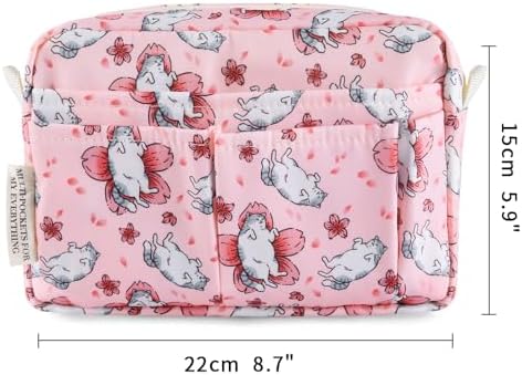 Multiple Pockets Portfolio Organizer with Zipper,Makeup Bag Pencil Pouch - Image 2