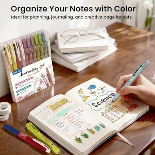 WRITECH Gel Pens Journaling Highlighters: Vintage 2-in-1 Journal Set 10ct - Image 5