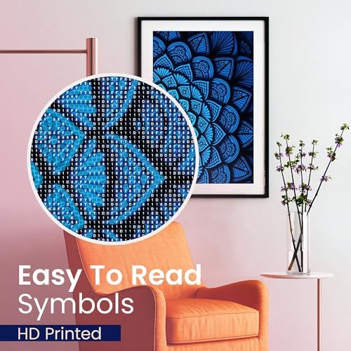 Mandala Diamond Art Kit for Adults Blue and Black Pattern 5D Painting 12x16 - Image 6