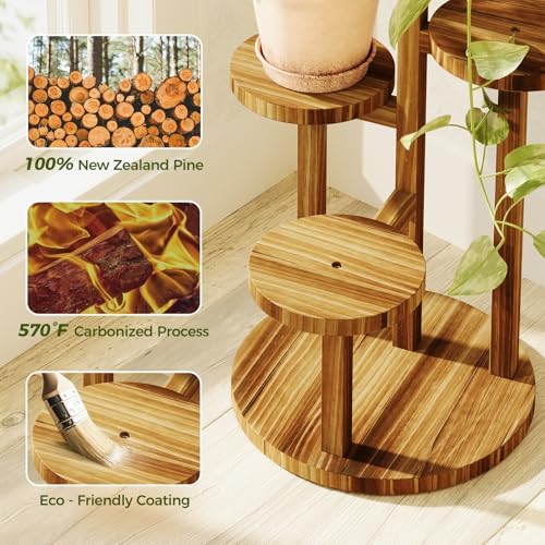 Bamworld Plant Stand Indoor Wood Plant Shelf 4 Tier Brown - Image 2