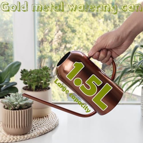 Watering Can Indoor Outdoor Plants, 50oz/1500ml Garden Long Spout Watering Cans, Stainless Steel Plants Watering Can Pot for Indoor House Plants Bonsai Flower Decorative - Image 2