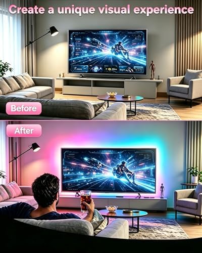 MATICOD LED Lights for TV Led Backlight, 9.84ft RGB Led Strip Lights for TV Lights Behind, USB Led Light Strip for 32-43in TV, Bluetooth APP Control Music Sync Strip Lighting for Christmas Decorations - Image 2