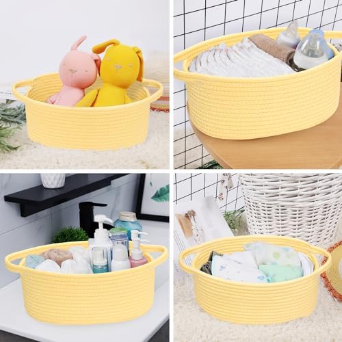ABenkle Small Basket with Handles, Boho Decorative Rope Woven Dog Cat Toy Storage Bin Shelf Storage Organizer, Easter Christmas Gift Basket, 12"x8"x5" - Image 5