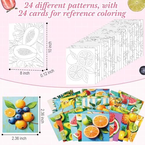 Sherr 24 Pcs Pre Drawn Canvas for Adult, Fruit, 8 x 10 Inch - Image 3