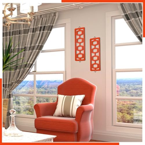 CroBlissful 2pcs Mid Century Modern Wall Art Geometric Wall Decor, Orange - Image 5