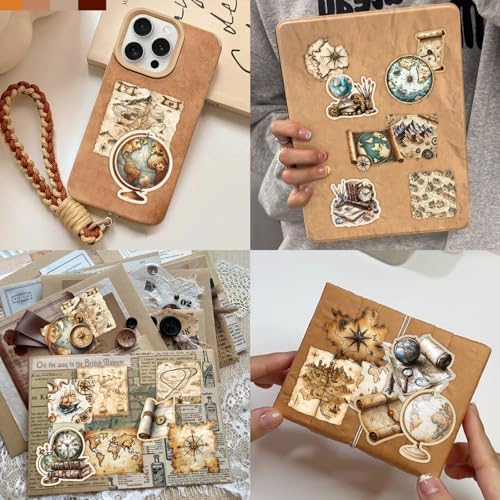 PRSTINCOL 100Pcs Vintage Sticker Pack,Cute Map Design Scrapbook Supplies, Vintage Aesthetic Junk Journal Accessories, Waterproof Vinyl Stickers for Water Bottles, Planners, Journals - Image 6