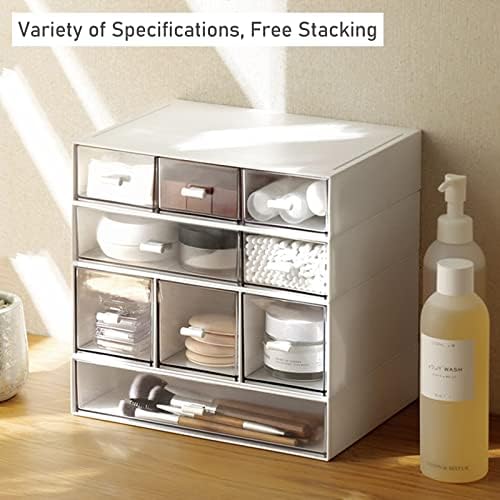 Desk Drawer Organizer, Stackable Storage Drawers, Plastic Compact Desk Storage Box Great for Office School Home Small Space - Large 3 Drawers (White) - Image 4