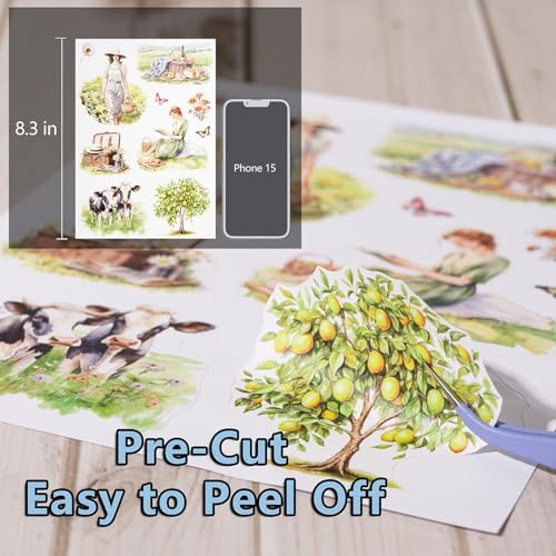 YagCu Countryside Journaling Stickers, Junk Journal Sticker for Adults, 20 Sheets Pre-Cut Stickers, Vintage Ephemera Scrapbooking Supplies, Craft Arts - Image 6