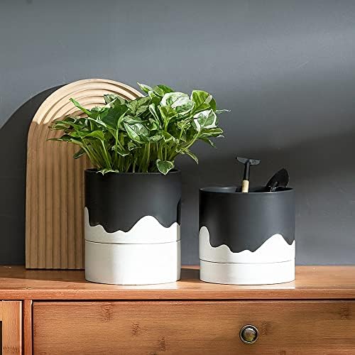 Nihow Ceramic Plant Pot,6 Inch Planter with Drainage Hole&Saucer for Indoor - Image 5