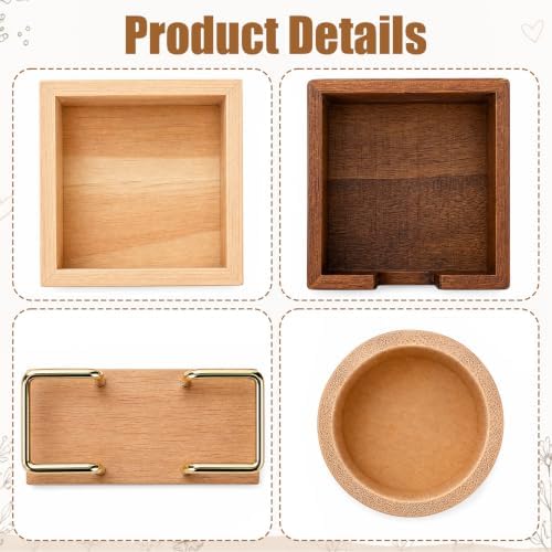 4 Set Wooden Office Desk Accessories Desktop Organizer Decor - Image 3