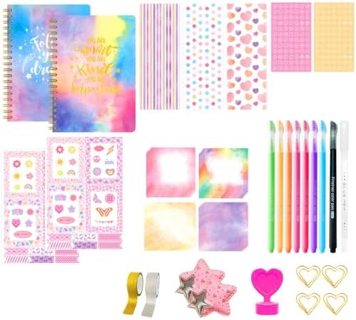 13 Pcs DIY Journaling Kit with 2 Notebooks, Stickers, Journaling Tapes and Pens, Decorative Accessories Included, Creative Journal Set for Teens and Adults for Daily Notes and Scrapbooking by Unknown