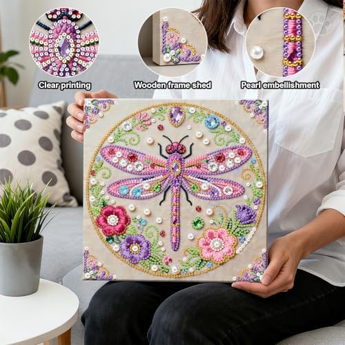 LQCrafK DIY 3D Pearl Art Painting Handcraft Kit for Adults Beginners, Home Wall Decoration, Creative Design Framed Painting with Tools-Dragonfly - Image 4
